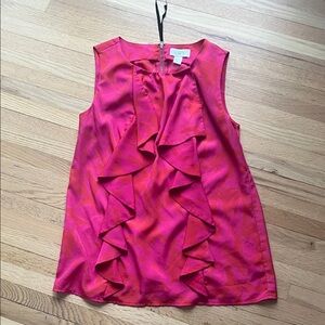 Loft Pink Ruffle Top, S, NWOT